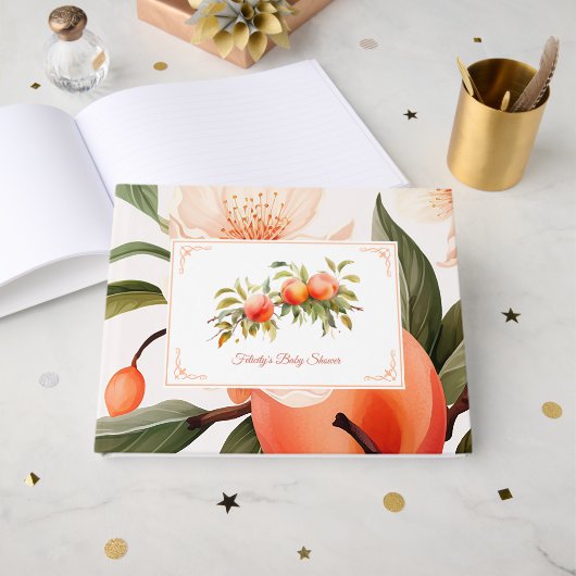 Perzik Fuzz Baby Shower Gastenboek (Voorkant open)
