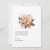 Perzik Fuzz Bloemen Bruiloft Bedankkaart (Achterkant)