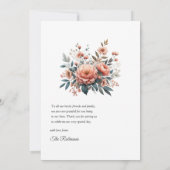 Perzik Fuzz Bloemen Bruiloft Bedankkaart (Achterkant)