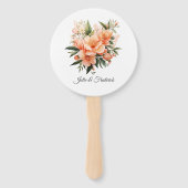 Perzik Fuzz Bloemen Bruiloft Handwaaier (Voorkant)