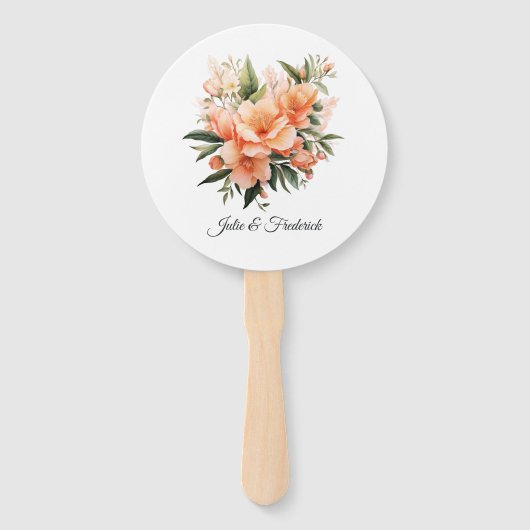 Perzik Fuzz Bloemen Bruiloft Handwaaier (Voorkant)