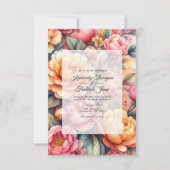 Perzik Fuzz Bloemen Bruiloft Kaart (Voorkant)