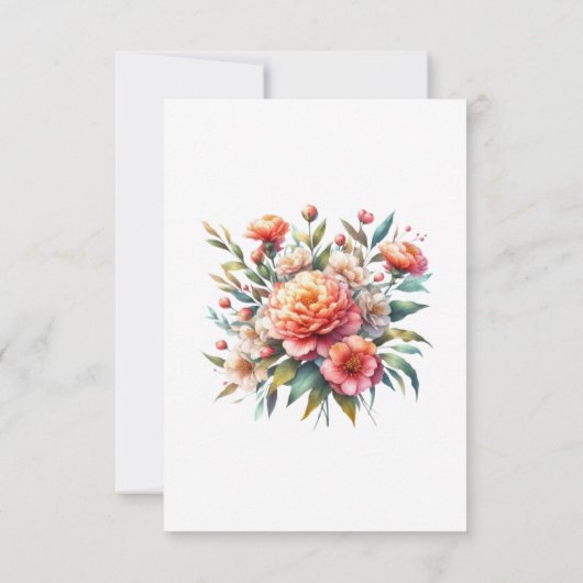 Perzik Fuzz Bloemen Bruiloft Kaart (Achterkant)