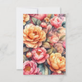 Perzik Fuzz Bloemen Bruiloft Kaart (Achterkant)