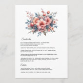 Perzik Fuzz Bloemen Bruiloft Menu (Achterkant)