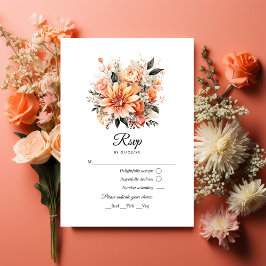 Perzik Fuzz Bloemen Bruiloft RSVP Kaartje