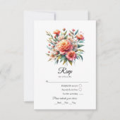 Perzik Fuzz Bloemen Bruiloft RSVP Kaartje (Voorkant)