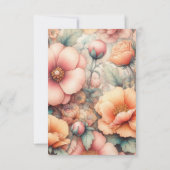 Perzik Fuzz Bloemenbruiloft RSVP Kaartje (Achterkant)