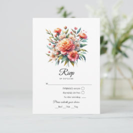 Perzik Fuzz Bloemenbruiloft RSVP Kaartje