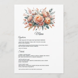 Perzik Fuzz Bloemige Trouwdag Menu