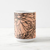 Perzik fuzz eenvoudige zwarte lijn bloementekening koffiemok (Center)