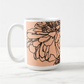 Perzik fuzz eenvoudige zwarte lijn bloementekening koffiemok (Links)