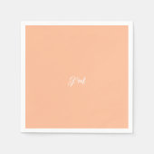 Perzik fuzz effen kleur trendy pastel initialen na servet (Voorkant)