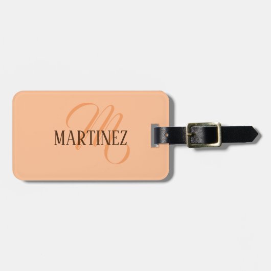 Perzik Fuzz Elegante Gepersonaliseerde Naam Bagagelabel (Voorkant horizontaal)