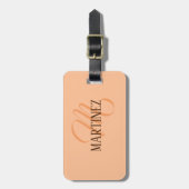 Perzik Fuzz Elegante Gepersonaliseerde Naam Bagagelabel (Voorkant verticaal)