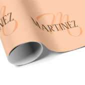 Perzik Fuzz Elegante Gepersonaliseerde Naam Cadeaupapier (Rol Hoek)