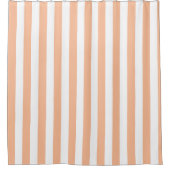 Perzik fuzz en wit breed gestreept douchegordijn (Voorkant)