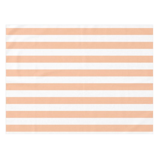 Perzik fuzz en wit breed gestreept tafelkleed (Voorkant (Horizontaal))