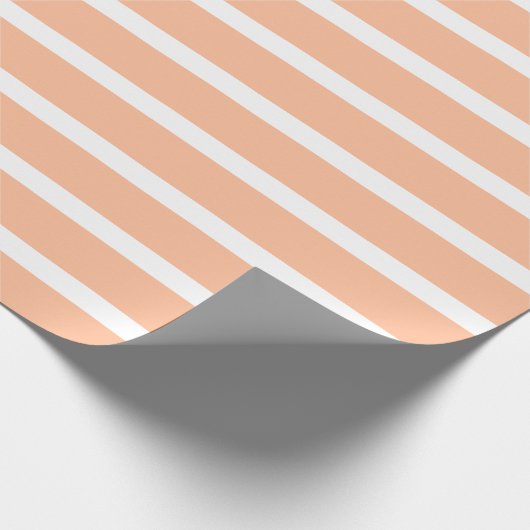 Perzik fuzz en witte strepen cadeaupapier (Hoek)