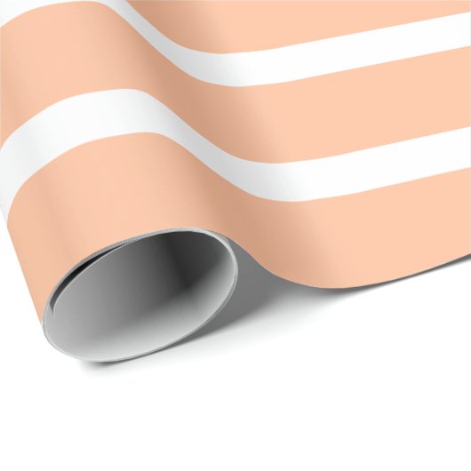 Perzik fuzz en witte strepen cadeaupapier (Rol Hoek)
