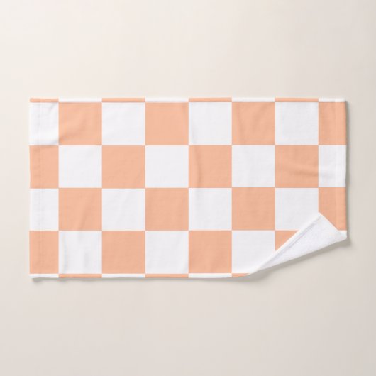 Perzik Fuzz geruit Gingham patroon Bad Handdoek (Handdoek)