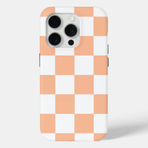 Perzik Fuzz geruit Gingham patroon iPhone 15 Pro Case