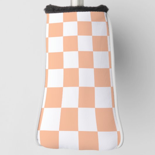 Perzik Fuzz geruit Gingham patroon Golfheadcover (Draai 90)