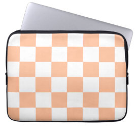 Perzik Fuzz geruit Gingham patroon Laptop Sleeve