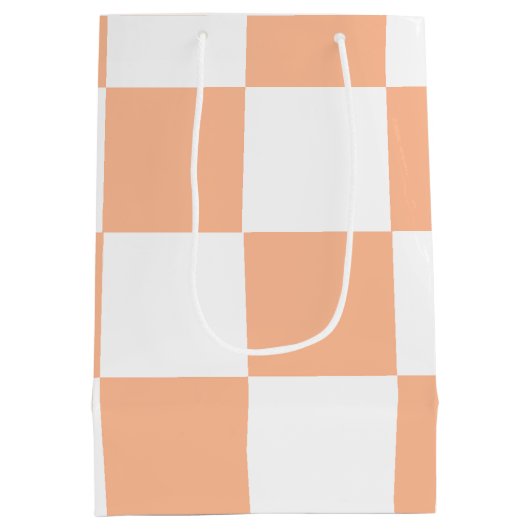 Perzik Fuzz geruit Gingham patroon Medium Cadeauzakje (Achterkant)