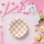 Perzik Fuzz geruit Gingham patroon Papieren Kommen (Feest)