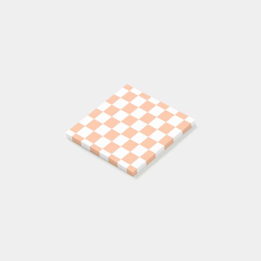 Perzik Fuzz geruit Gingham patroon Post-it® Notes (Schuin)