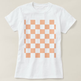 Perzik Fuzz geruit Gingham patroon T-shirt