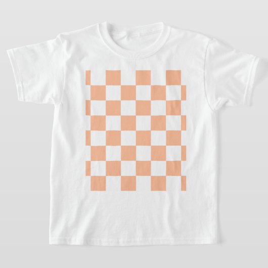 Perzik Fuzz geruit Gingham patroon T-shirt (Laagn)