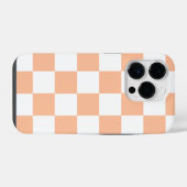 Perzik Fuzz Geruite Gingham Patroon iPhone Hoesje (Achterkant horizontaal)