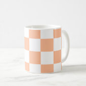 Perzik Fuzz Geruite Gingham Patroon Koffiemok (Voorkant rechts)
