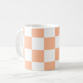 Perzik Fuzz Geruite Gingham Patroon Koffiemok (Voorkant links)