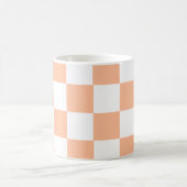 Perzik Fuzz Geruite Gingham Patroon Koffiemok (Center)