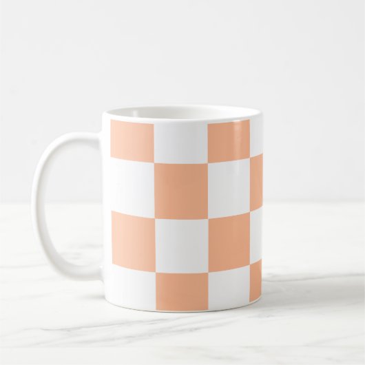 Perzik Fuzz Geruite Gingham Patroon Koffiemok (Links)