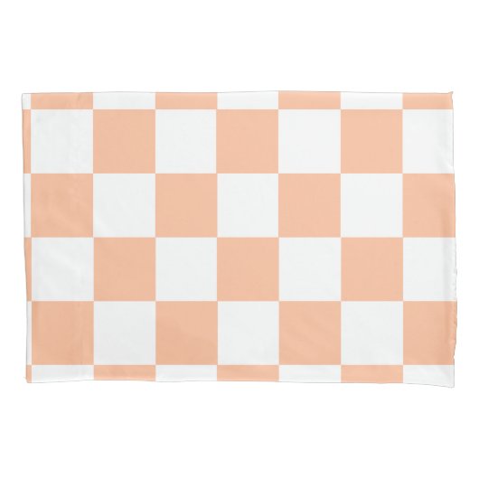 Perzik Fuzz Geruite Gingham Patroon Kussensloop (Voorkant)