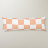Perzik Fuzz Geruite Gingham Patroon Lichaamskussen (Achterkant)
