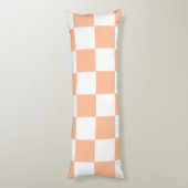 Perzik Fuzz Geruite Gingham Patroon Lichaamskussen (Achterkant (Verticaal))