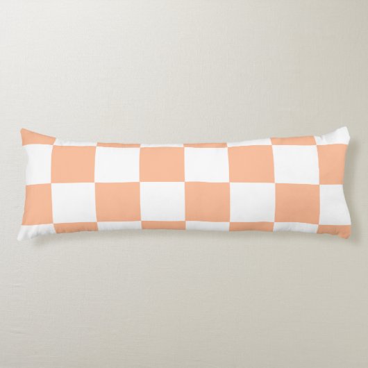 Perzik Fuzz Geruite Gingham Patroon Lichaamskussen (Voorkant)