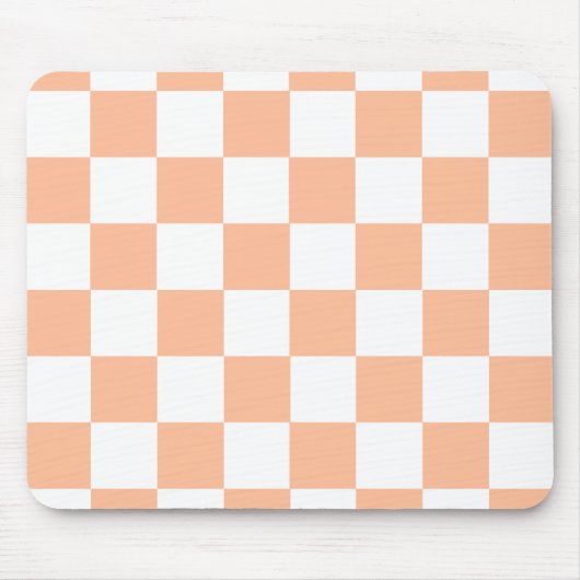 Perzik Fuzz Geruite Gingham Patroon Muismat (Voorkant)