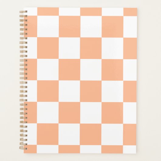 Perzik Fuzz Geruite Gingham Patroon Planner (Voorkant)