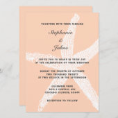 Perzik Fuzz Grote Zeester Tropische Strand Bruilof Kaart (Voorkant / Achterkant)