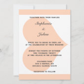 Perzik Fuzz Hart Patroon Elegant Strand Bruiloft Kaart (Voorkant)