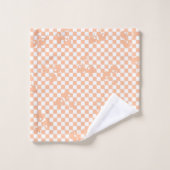 Perzik Fuzz Kersen Gingham Patroon Bad Handdoek (Wasdoekje)