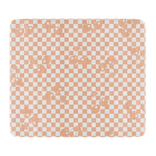 Perzik Fuzz Kersen Gingham Patroon Snijplank (Voorkant)
