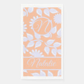 Perzik Fuzz kleur - bloemmotief - monogram Servet (Voorkant)