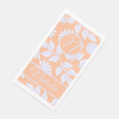 Perzik Fuzz kleur - bloemmotief - monogram Servet (Hoek)